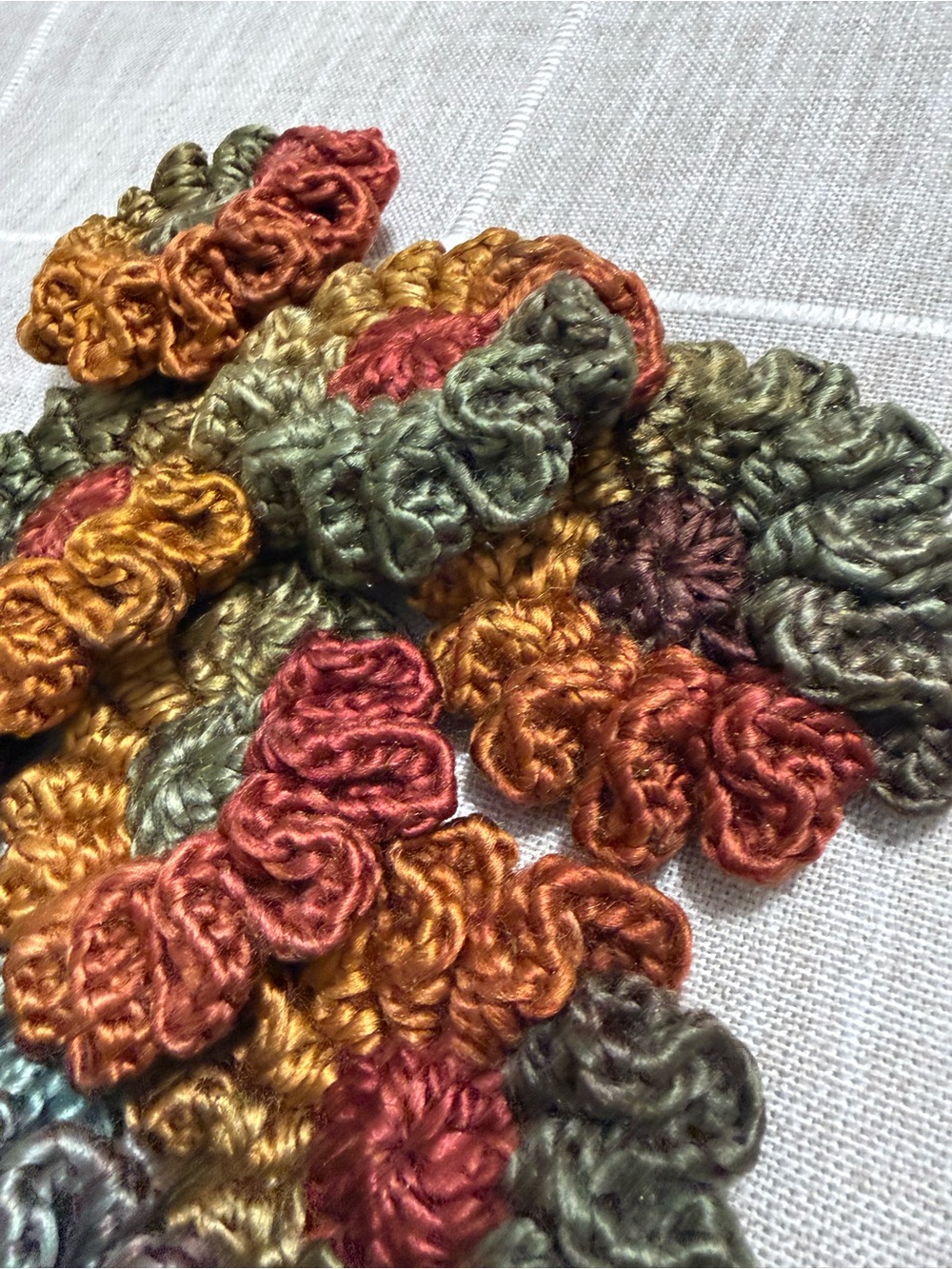 Handmade Autumn Crochet Flower - Multicolor Faux Florals set of 12
